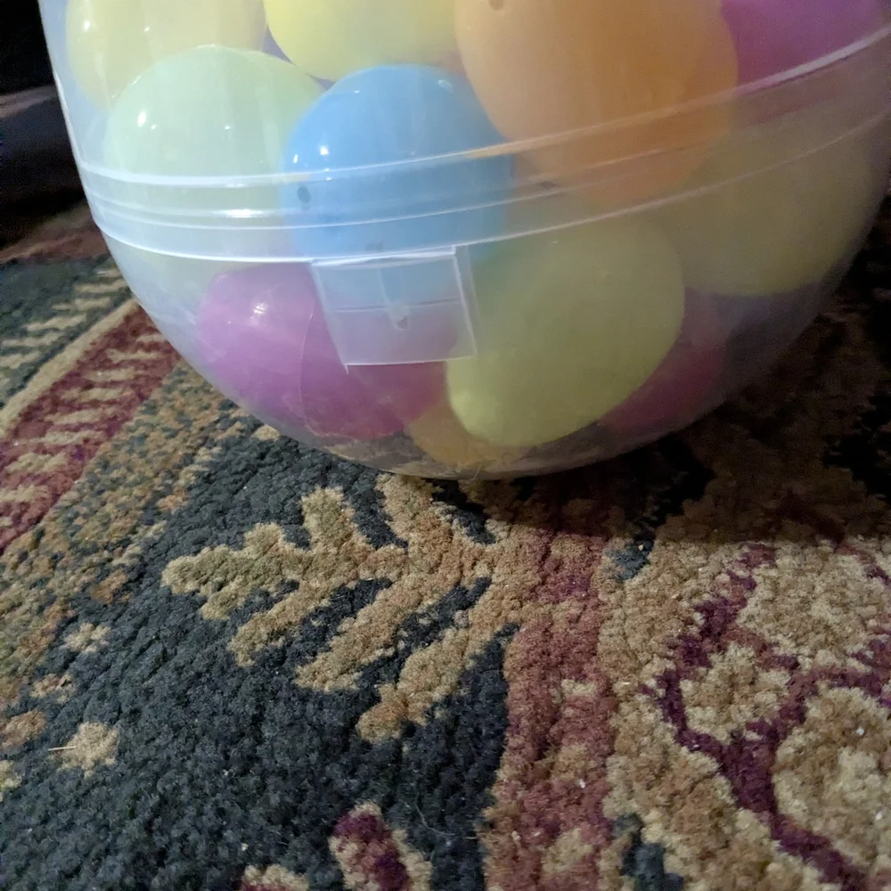 Egg-Shaped Plush Play Carrier with Pink Accents and Colorful Balls - Picture 2 of 4